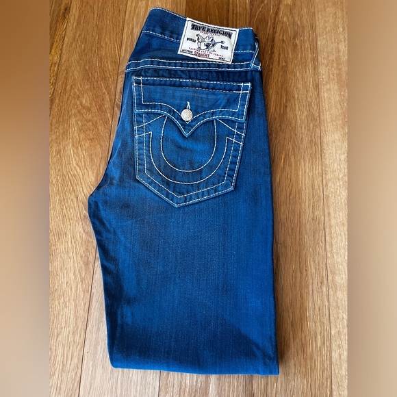 True Religion Blue Ricky Ropestitch Straight Jeans - Picture 2 of 4